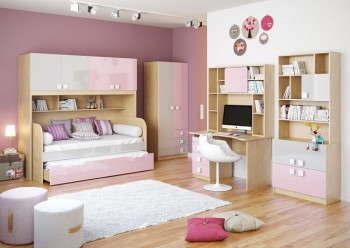 Детская комната Грэйси (Розовый/Серый/корпус Клен) в Белокурихе - belokuriha.mebel54.com | фото