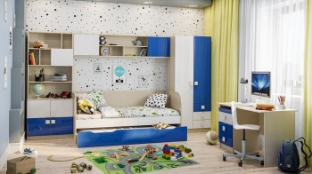 Детская комната Скай Люкс (Синий/Белый/корпус Клен) в Белокурихе - belokuriha.mebel54.com | фото