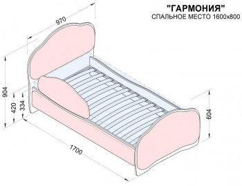 Кровать 160 Гармония 32 Фиолетовый (мягкий бортик) в Белокурихе - belokuriha.mebel54.com | фото