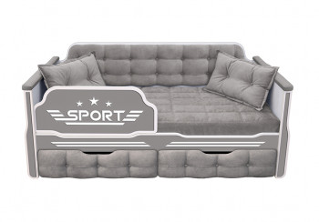 Кровать 160 серии Спорт 2 ящика 45 Серый (подушки) в Белокурихе - belokuriha.mebel54.com | фото