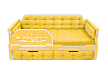 Кровать 160 серии Спорт 2 ящика 74 Жёлтый (мягкие боковые накладки) в Белокурихе - belokuriha.mebel54.com | фото