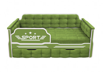 Кровать 160 серии Спорт 2 ящика 76 Зелёный (мягкие боковые накладки) в Белокурихе - belokuriha.mebel54.com | фото