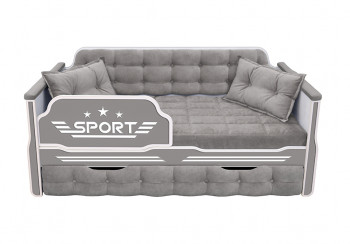 Кровать 170 серии Спорт 1 ящик 45 Серый (подушки) в Белокурихе - belokuriha.mebel54.com | фото