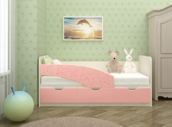 Кровать Бабочки 1,8м (Розовый металлик) в Белокурихе - belokuriha.mebel54.com | фото