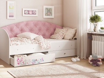 Кровать детская Эльза Белый/Розовый в Белокурихе - belokuriha.mebel54.com | фото