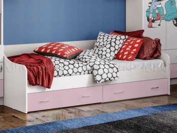 Кровать Fashion-1 Вега 0,9 м (Белый/Розовый) в Белокурихе - belokuriha.mebel54.com | фото