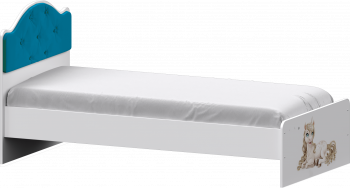 Кровать Каспер с мягкой спинкой и фотопечатью (800х1900)  Белый/Бирюза в Белокурихе - belokuriha.mebel54.com | фото