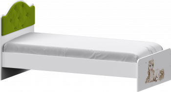 Кровать Каспер с мягкой спинкой и фотопечатью (800х1900)Белый/Лайм в Белокурихе - belokuriha.mebel54.com | фото