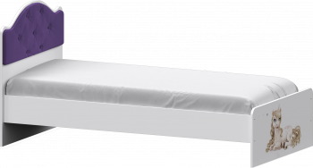Кровать Каспер с мягкой спинкой и фотопечатью (800х2000)Белый/Фиолетовый в Белокурихе - belokuriha.mebel54.com | фото