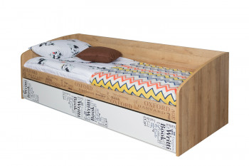 Кровать с 2 ящиками «Оксфорд» (Ривьера/Белый с рисунком) в Белокурихе - belokuriha.mebel54.com | фото