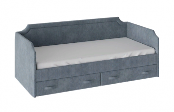 Кровать с мягкой обивкой и ящиками «Кантри» Тип 1 (900) (Замша синяя) в Белокурихе - belokuriha.mebel54.com | фото