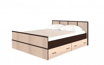 Кровать Сакура с настилом и ящиками 1,6 (Венге/Лоредо) в Белокурихе - belokuriha.mebel54.com | фото