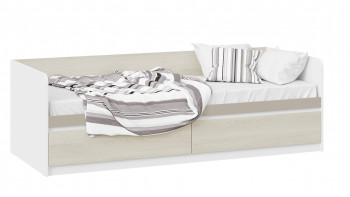 Кровать «Сканди» с 2 ящиками Дуб Гарден/Белый/Глиняный серый в Белокурихе - belokuriha.mebel54.com | фото