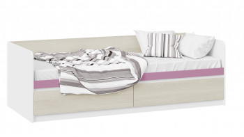 Кровать «Сканди» с 2 ящиками Дуб Гарден/Белый/Лиловый в Белокурихе - belokuriha.mebel54.com | фото