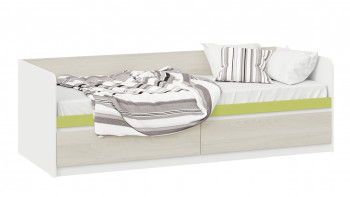 Кровать «Сканди» с 2 ящиками Дуб Гарден/Белый/Зеленый в Белокурихе - belokuriha.mebel54.com | фото