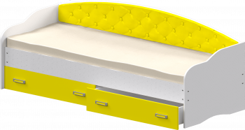 Кровать Софа-7 с мягкой спинкой (800х1900) Белый/Желтый в Белокурихе - belokuriha.mebel54.com | фото