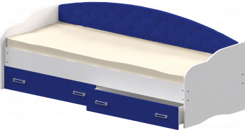 Кровать Софа-7 с мягкой спинкой (800х1900) Белый/Синий в Белокурихе - belokuriha.mebel54.com | фото