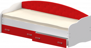 Кровать Софа-7 с мягкой спинкой (800х2000) Белый/Красный в Белокурихе - belokuriha.mebel54.com | фото