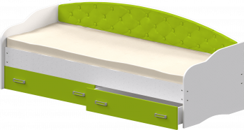 Кровать Софа-7 с мягкой спинкой (800х2000) Белый/Лайм в Белокурихе - belokuriha.mebel54.com | фото