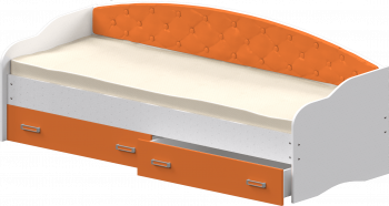 Кровать Софа-8 с мягкой спинкой (900х1900) Белый/Оранжевый в Белокурихе - belokuriha.mebel54.com | фото