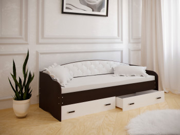 Кровать Софа-8 с мягкой спинкой (900х1900) Венге/ Белый в Белокурихе - belokuriha.mebel54.com | фото