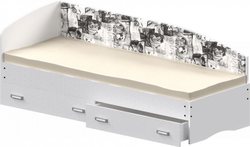 Кровать Софа-9 с мягкой спинкой с рисунком Милана (900х1900) Белый в Белокурихе - belokuriha.mebel54.com | фото
