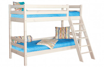 Кровать Соня вариант 10 двухъярусная с наклонной лестницей Белый полупрозрачный в Белокурихе - belokuriha.mebel54.com | фото