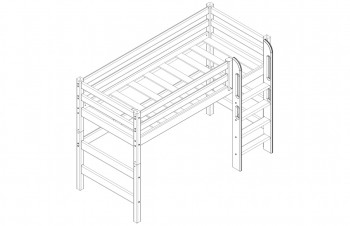 Кровать Соня вариант 5 полувысокая с прямой лестницей белый полупрозрачный в Белокурихе - belokuriha.mebel54.com | фото