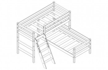 Кровать Соня вариант 8 угловая с наклонной лестницей Белый полупрозрачный в Белокурихе - belokuriha.mebel54.com | фото
