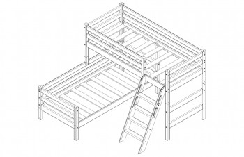 Кровать Соня вариант 8 угловая с наклонной лестницей Лаванда в Белокурихе - belokuriha.mebel54.com | фото