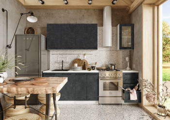Кухонный гарнитур Нувель 1800мм белый/бетон черный в Белокурихе - belokuriha.mebel54.com | фото