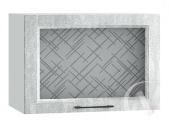 Либерти Шкаф верхний горизонтальный со стеклом ШВГС 609 (Холст грей/корпус белый) в Белокурихе - belokuriha.mebel54.com | фото