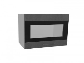 Лофт ПГСФ 500 шкаф верхний горизонтальный со стеклом и фотопечатью (Бетон темный/корпус Серый) в Белокурихе - belokuriha.mebel54.com | фото