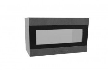 Лофт ПГСФ 600 шкаф верхний горизонтальный со стеклом и фотопечатью (Бетон темный/корпус Серый) в Белокурихе - belokuriha.mebel54.com | фото