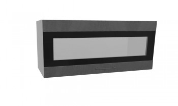 Лофт ПГСФ 800 шкаф верхний горизонтальный со стеклом и фотопечатью (Бетон темный/корпус Серый) в Белокурихе - belokuriha.mebel54.com | фото
