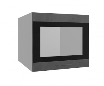 Лофт ВПГСФ 500 шкаф верхний горизонтальный со стеклом высокий с фотопечатью (Бетон темный/корпус Серый) в Белокурихе - belokuriha.mebel54.com | фото