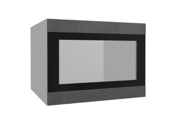 Лофт ВПГСФ 600 шкаф верхний горизонтальный со стеклом высокий с фотопечатью (Бетон темный/корпус Серый) в Белокурихе - belokuriha.mebel54.com | фото