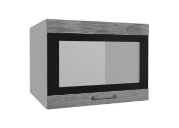 Лофт ВПГСФ 600 шкаф верхний горизонтальный со стеклом высокий с фотопечатью (Дуб цикорий/корпус Серый) в Белокурихе - belokuriha.mebel54.com | фото