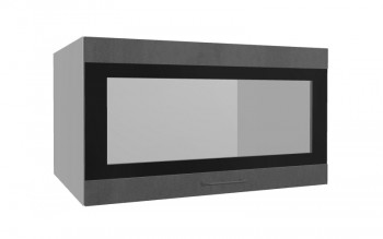 Лофт ВПГСФ 800 шкаф верхний горизонтальный со стеклом высокий с фотопечатью (Бетон темный/корпус Серый) в Белокурихе - belokuriha.mebel54.com | фото