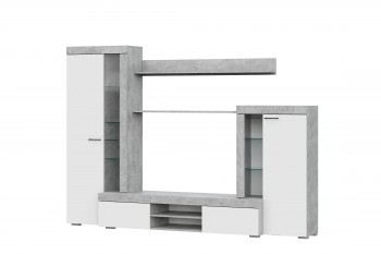 Мебель для гостиной МГС 5 Цемент светлый / Белый в Белокурихе - belokuriha.mebel54.com | фото