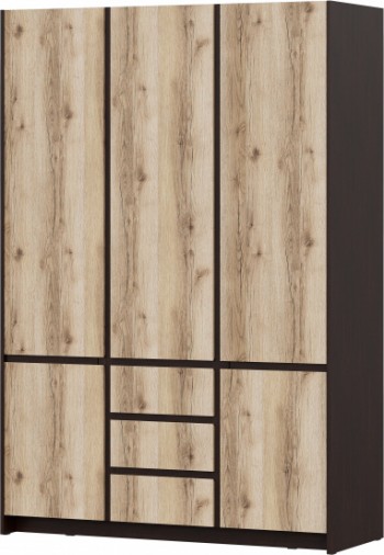 Модульная система "Прага" Шкаф для одежды трехстворчатый Дуб Венге/Дуб Делано в Белокурихе - belokuriha.mebel54.com | фото
