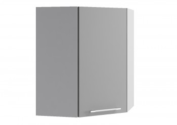Монца ВПУ 600 Шкаф верхний угловой высокий (Белый софт/корпус Серый) в Белокурихе - belokuriha.mebel54.com | фото