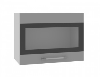 Норд ШВГС 600 Шкаф верхний горизонтальный со стеклом (Софт черный/корпус Белый) в Белокурихе - belokuriha.mebel54.com | фото