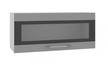 Норд ШВГС 800 Шкаф верхний горизонтальный со стеклом (Софт черный/корпус Белый) в Белокурихе - belokuriha.mebel54.com | фото