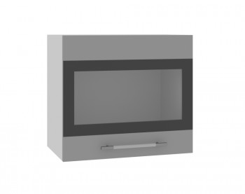 Олива ВПГСФ 500 Шкаф верхний горизонтальный со стеклом с фотопечатью высокий (Ваниль глянец/корпус Серый) в Белокурихе - belokuriha.mebel54.com | фото