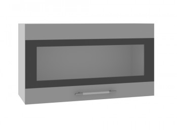 Олива ВПГСФ 800 Шкаф верхний горизонтальный со стеклом с фотопечатью высокий (Ваниль глянец/корпус Серый) в Белокурихе - belokuriha.mebel54.com | фото