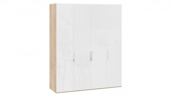 Шкаф для одежды с 4 глухими дверями «Эмбер» Яблоня Беллуно/Белый глянец в Белокурихе - belokuriha.mebel54.com | фото