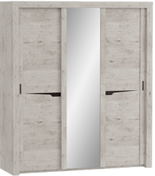 Шкаф трехдверный Соренто с раздвижными дверями Дуб бонифаций/Кофе структурный матовый в Белокурихе - belokuriha.mebel54.com | фото