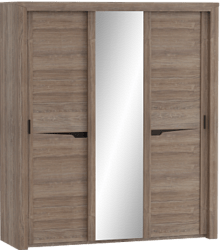 Шкаф трехдверный Соренто с раздвижными дверями Дуб стирлинг/Кофе структурный матовый в Белокурихе - belokuriha.mebel54.com | фото