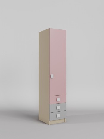 Шкаф угловой (секция с ящиками) Грэйси (Розовый/Серый/корпус Клен) в Белокурихе - belokuriha.mebel54.com | фото